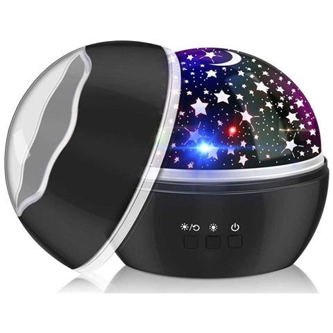 Luce Da Notte Con Proiezione Effetti Luminosi Modello Fantasia, Nero - Foto 1