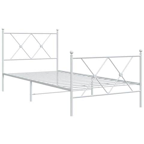 Giroletto Con Testiera E Pediera Metallo Bianco 90x190 Cm - Foto 2
