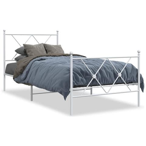 Giroletto Con Testiera E Pediera Metallo Bianco 90x190 Cm - Foto 1