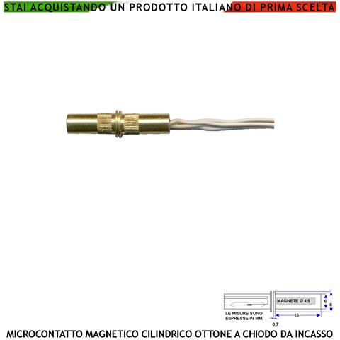 Contatto Magnetico Piccolo In Ottone Da Incasso Antifurto Finestre Infissi Reed Nc Sottovuoto Sensibilità Magnetica 10 - Foto 1