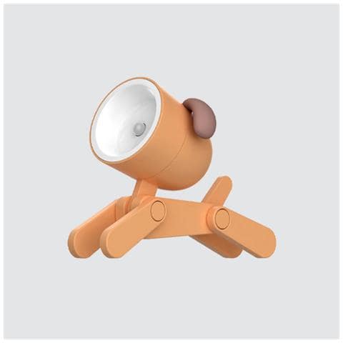Puppy Dog Mini Lampada Marrone A Forma Di Cane Da Tavolo Pieghevole A Led Luce Calda Regolabile E Tascabile Per La Lettura O Illumina Sul Tuo Comodino O Scrivania Pile Incluse - Foto 1