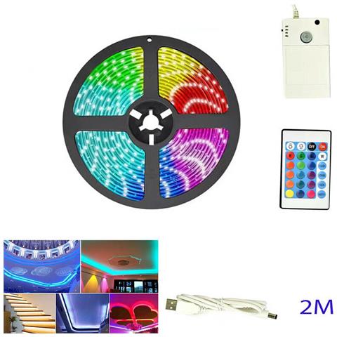 Striscia Led Con Sensore Movimento A Infrarossi Usb Batteria 2m Rgb Te-b0452 - Foto 1