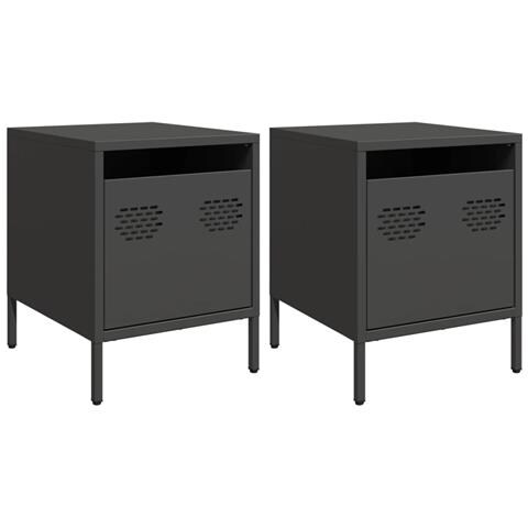 Comodini 2 Pz Neri 35x39x43,5 Cm In Acciaio - Foto 1