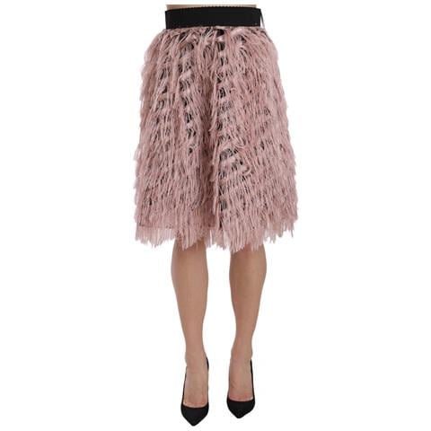 Gonna A Trapezio A Tubino Metallizzata Con Frange Oro Rosa - It44-l - Foto 1