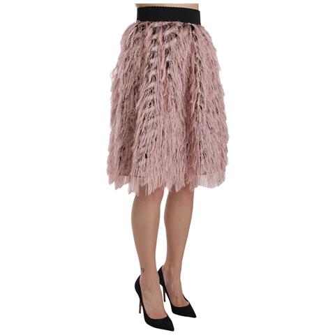 Gonna A Trapezio A Tubino Metallizzata Con Frange Oro Rosa - It44-l - Foto 2