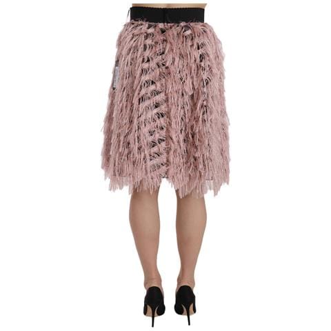 Gonna A Trapezio A Tubino Metallizzata Con Frange Oro Rosa - It44-l - Foto 4