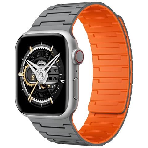 Cinturino Magnetico Loop Per Apple Watch (42/44/45/49mm) - Brevetto Ue Grey Orange - Foto 1