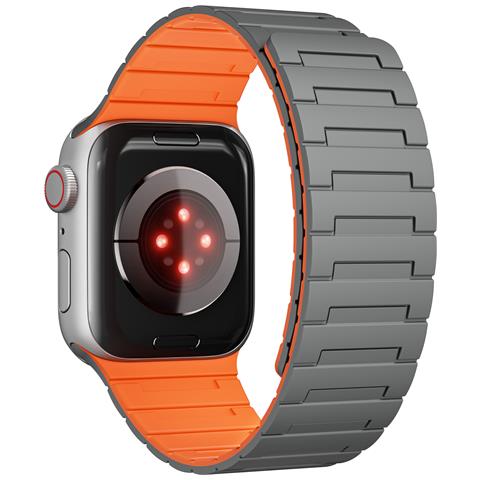 Cinturino Magnetico Loop Per Apple Watch (42/44/45/49mm) - Brevetto Ue Grey Orange - Foto 2