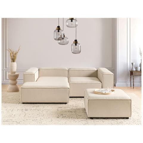 3 Posti Ardal Tessuto Beige Con Ottomana Lato Destro - Foto 1