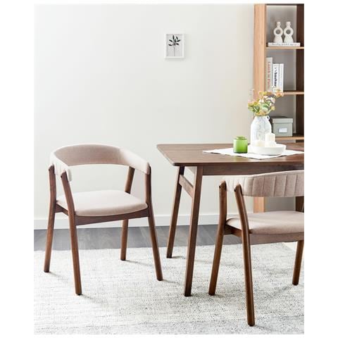 Set Di 2 Sedie Da Pranzo Mylo Tessuto Marrone Scuro /beige - Foto 1