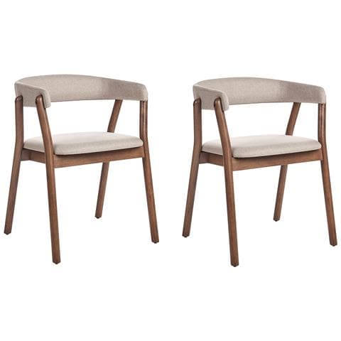 Set Di 2 Sedie Da Pranzo Mylo Tessuto Marrone Scuro /beige - Foto 2