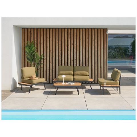 Set Da Giardino Con Tavolo 4 Posti Minozzo Legno Di Acacia Certificato Verde Oliva - Foto 2