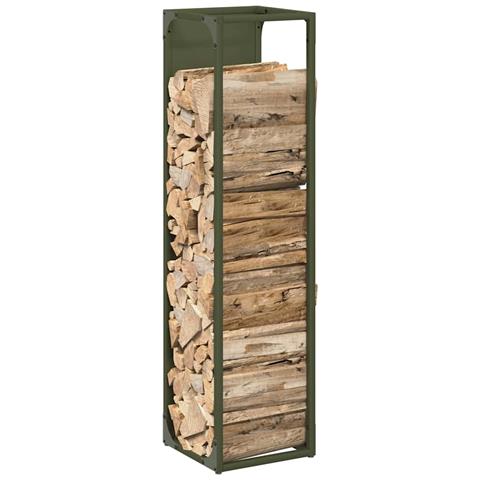 Rastrelliera per Legna da Ardere Verde Oliva 25x25x100 cm - Foto 2