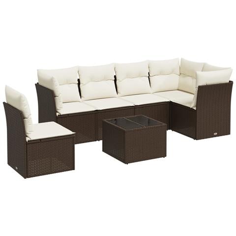 Set Divani Da Giardino 6 Pz Con Cuscini Marrone In Polyrattan - Foto 2