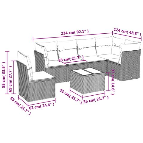 Set Divani Da Giardino 6 Pz Con Cuscini Marrone In Polyrattan - Foto 3