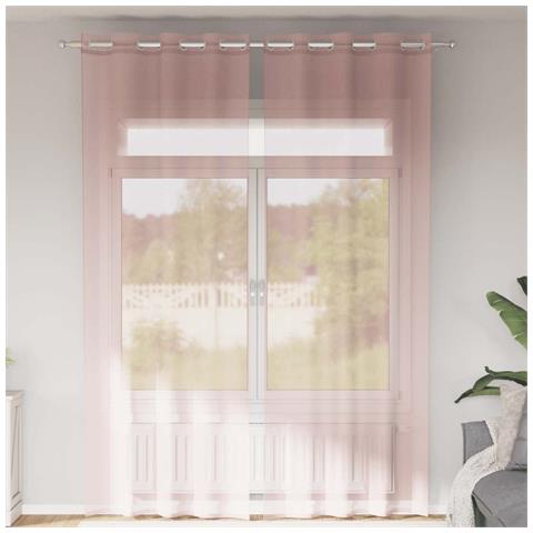 Tende In Voile Con Occhielli 2 Pz Rosa 140x260 Cm - Foto 1