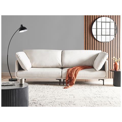 Divano 3 Posti Revsnes Pelle Sintetica Bianco Sporco - Foto 1