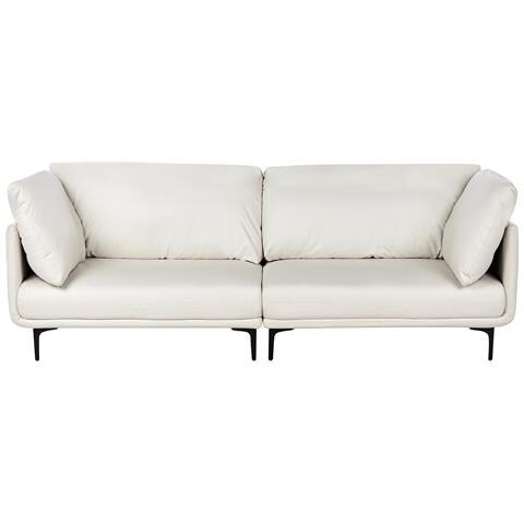 Divano 3 Posti Revsnes Pelle Sintetica Bianco Sporco - Foto 2