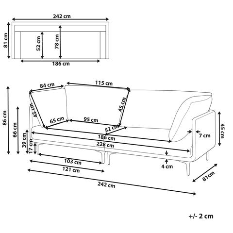 Divano 3 Posti Revsnes Pelle Sintetica Bianco Sporco - Foto 8