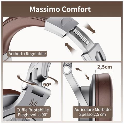 A71 Hi-Res Cuffie DJ Cablate Audio Stereo Silver /Brown - Foto 3