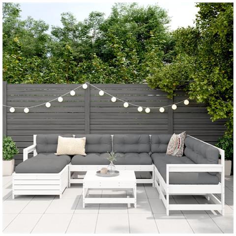 Set Divani Da Giardino 8 Pz In Legno Massello Di Pino Bianco - Foto 2