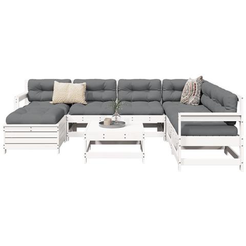 Set Divani Da Giardino 8 Pz In Legno Massello Di Pino Bianco - Foto 8