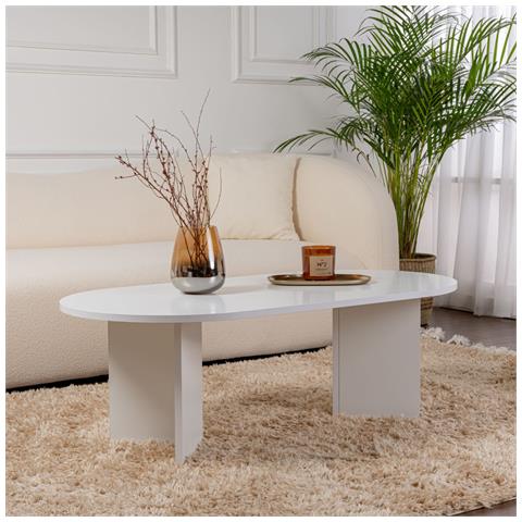 Azos Tavolino Ovale Effetto Travertino 119x60cm - Foto 1