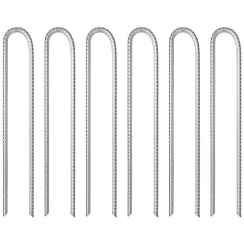 Picchetti Tenda 6 pz a Forma di U 37 cm Ø10 mm Acciaio Zincato - Foto 1