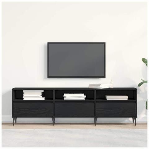 Mobile TV Nero Rovere 150x30x44,5 cm Legno ingegnerizzato - Foto 2