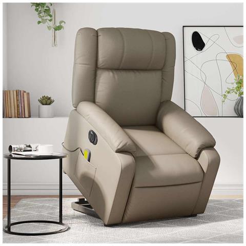 Poltrona Alzapersona Massaggio Elettrica Cappuccino Similpelle - Foto 2