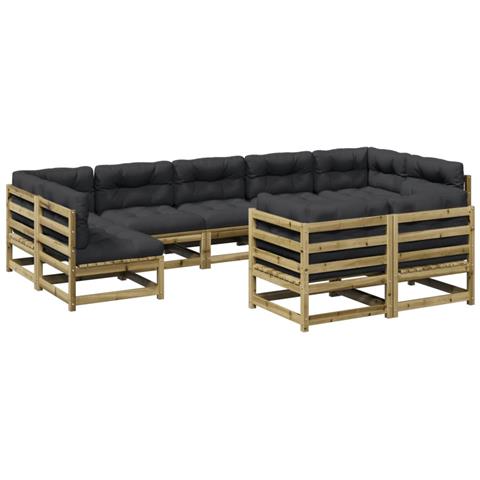 Set Divani da Giardino 9pz con Cuscini Legno Impregnato di Pino - Foto 2