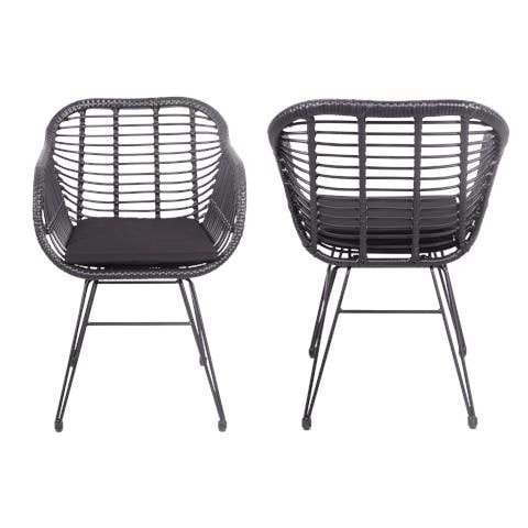 Set Di 2 Poltrone In Rattan Sintetico Nero Con Cuscini Cinta - Foto 8