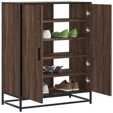 Scarpiera Rovere Marrone 75x38x97,5cm Legno Multistrato Metallo - Foto 2