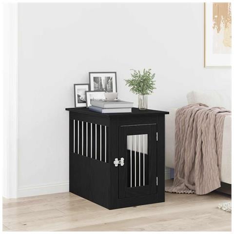 Trasportino per Cani Rovere Nero 62x45x59 cm in Legno Aggregato - Foto 2