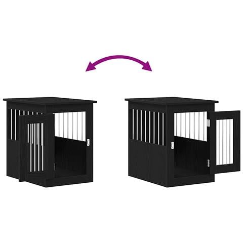 Trasportino per Cani Rovere Nero 62x45x59 cm in Legno Aggregato - Foto 9
