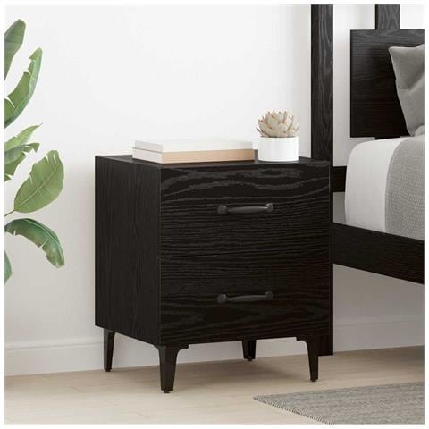 Armadietto per letto con cassetto Rovere nero 40 x 35 x 47,5 cm - Foto 2