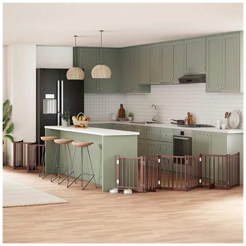 Cancello Cani Porta Pieghevole Marrone 12 Pannelli 600cm Pioppo - Foto 2