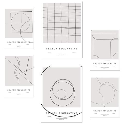 Set Di 6 Stampe Arte Figurativa Decorativa In Una Linea In Foglia Marrone E Nera Con Illustrazione Di Design Per L'ufficio Domestico A3 & A4 Senza Cornice - Foto 1