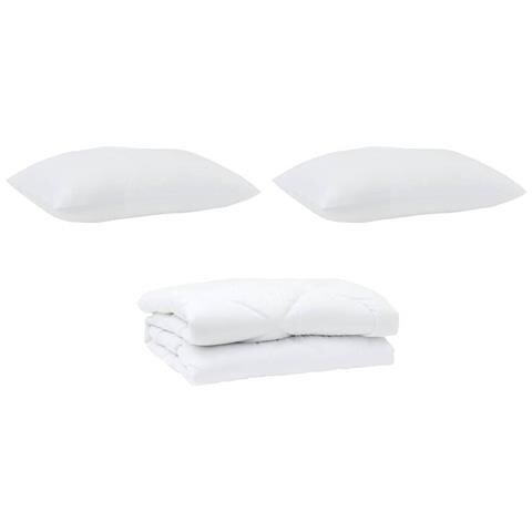 Set di piumini con cuscino 3 pcs Bianco 260 x 220 cm Microfibra - Foto 1