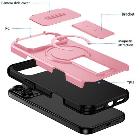 Custodia Magnetica 2-in-1 Con Supporto E Protezione Antiurto Compatibile Con Iphone 17 Air Pink - Foto 2