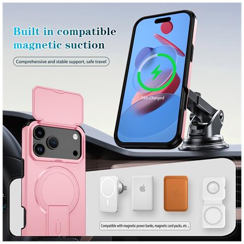 Custodia Magnetica 2-in-1 Con Supporto E Protezione Antiurto Compatibile Con Iphone 17 Air Pink - Foto 7