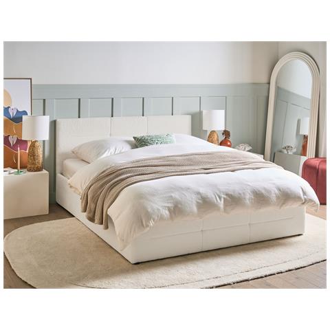 Letto Contenitore Bouclé Massognes 160 X 200 Cm Bianco Sporco - Foto 1
