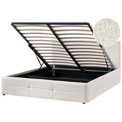 Letto Contenitore Bouclé Massognes 160 X 200 Cm Bianco Sporco - Foto 2