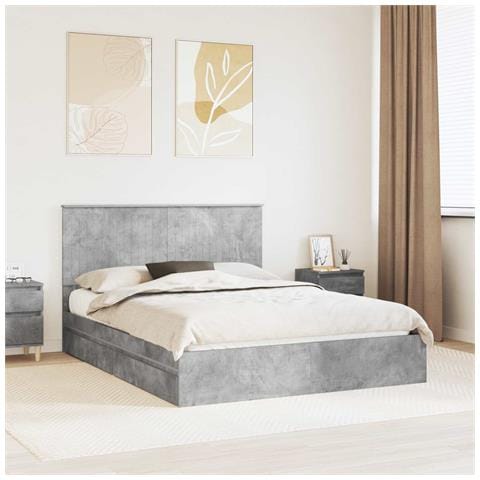 Letto con Contenitore con testiera Grigio cemento 150 x 200 cm - Foto 2