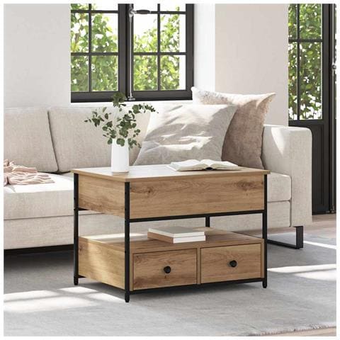 Tavolino da salotto Rovere artigianale 70 x 50 x 54.5 cm - Foto 2