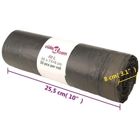 Sacchetti per Cestini con Coulisse 250 pz Neri 60 L - Foto 8