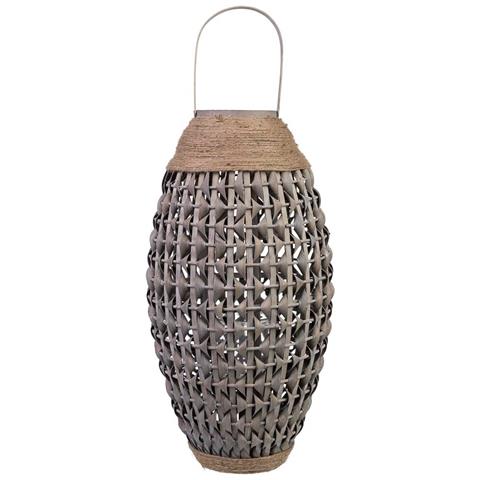 Lanterna In Bambù E Legno Con Portacandele In Vetro D29x55h Cm - Foto 2
