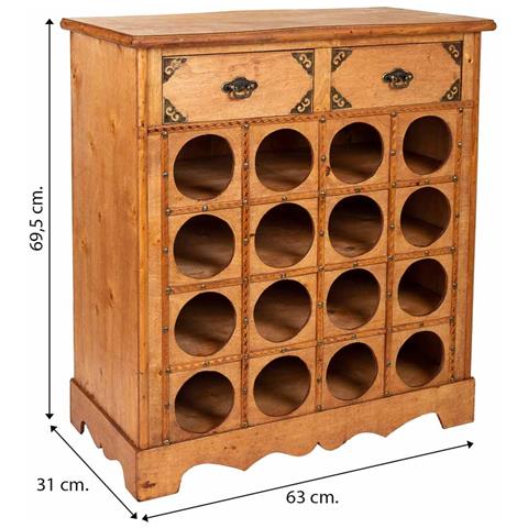 Mobile Portavini In Legno Color Miele 63x31x69,5h - Foto 7