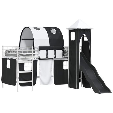 Struttura del letto loft per bambini Bianco e Nero Metallo - Foto 1