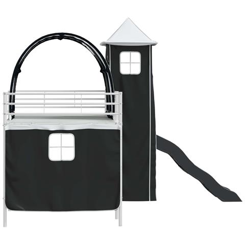 Struttura del letto loft per bambini Bianco e Nero Metallo - Foto 9